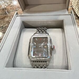 Michele Deco Carousel Stainless Steel, Diamond & Multicolor Topaz Bracelet Watch